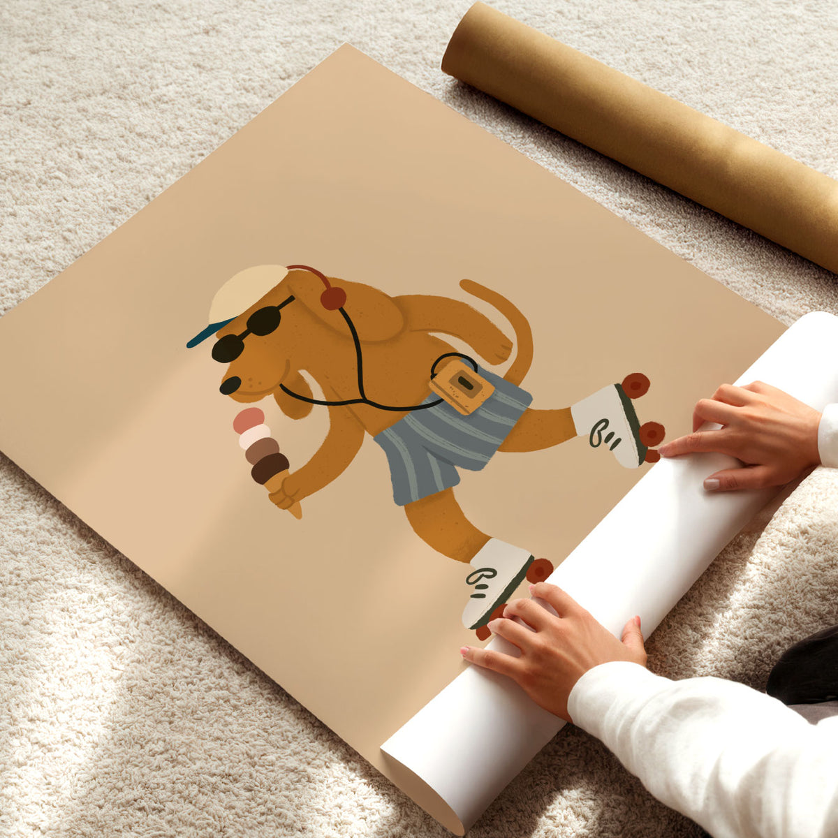 Skating Dog Star Poster