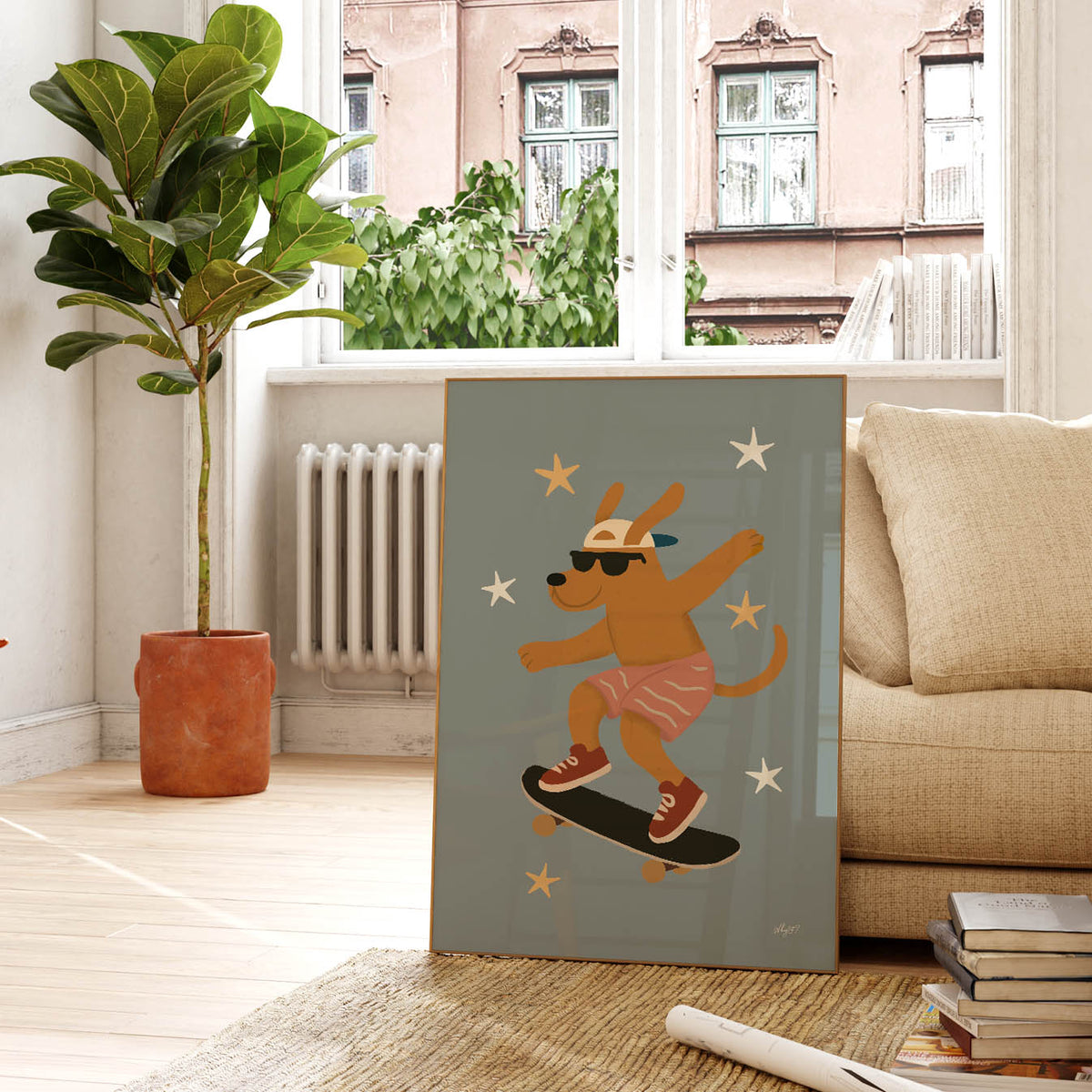 Skate Tricks Dog Poster