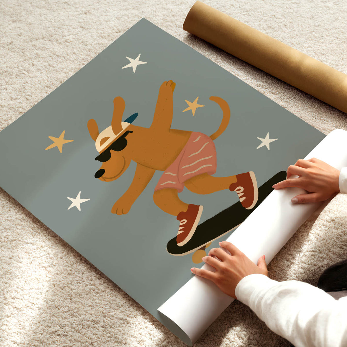 Skate Tricks Dog Poster