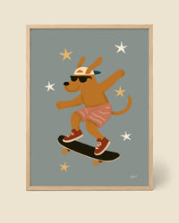Poster Chien Skateur