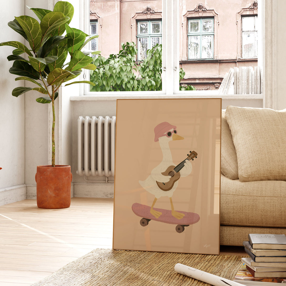 Guitar Skate Goose Poster