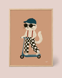 Katze auf dem Roller Poster