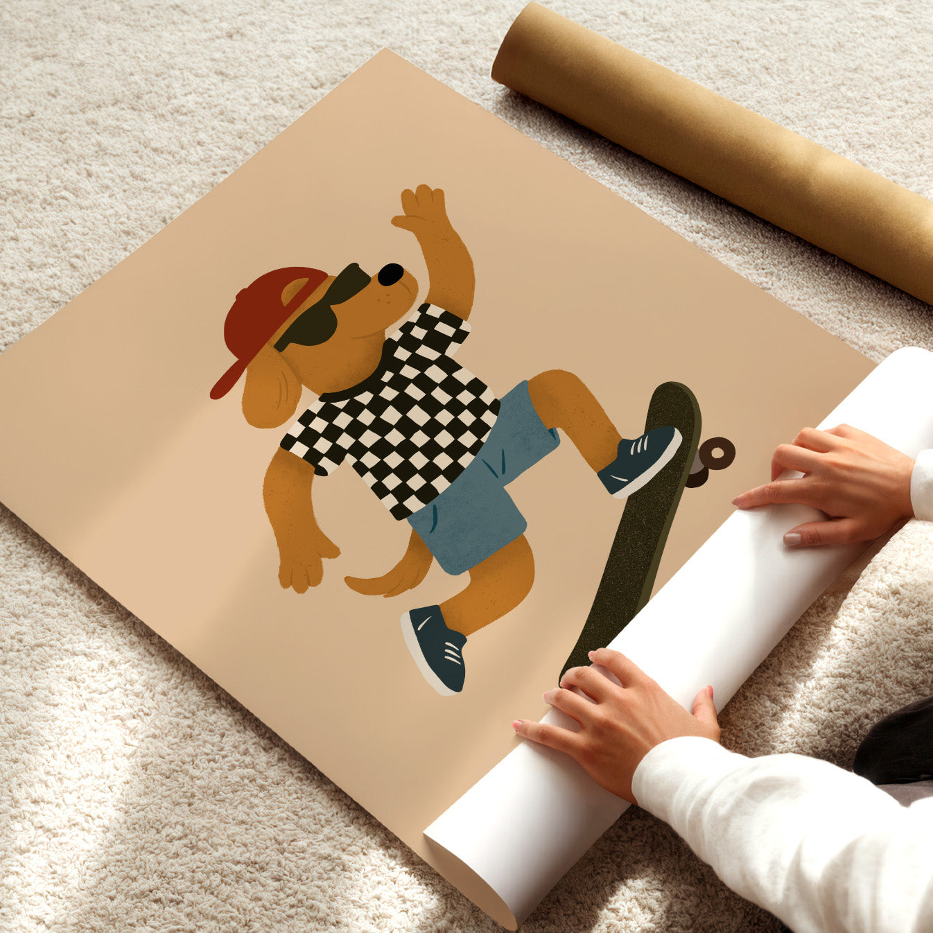 Cooles Hunde-Skater-Poster