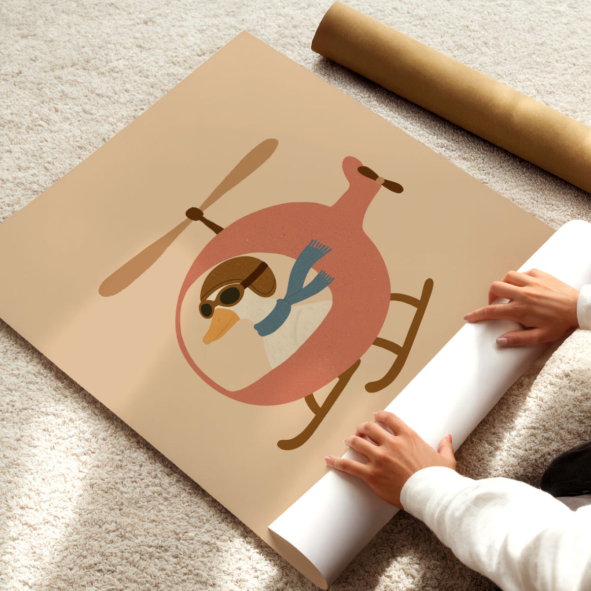 Goose Helicopter Pink Poster