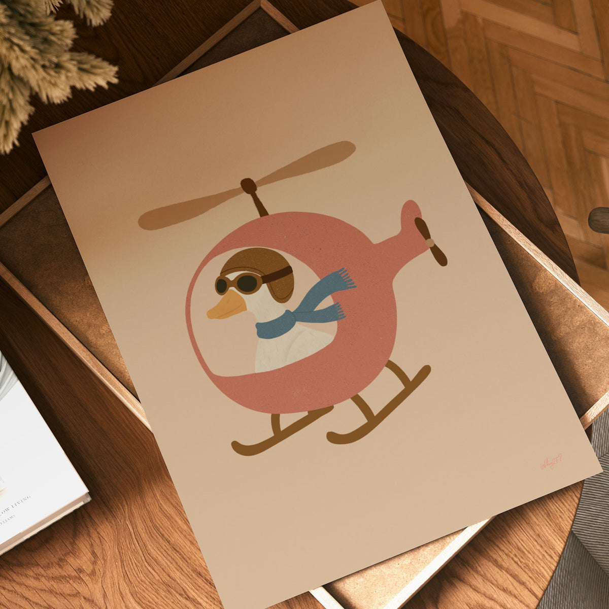 Goose Helicopter Pink Poster