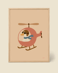 Poster Gans im Hubschrauber Rosa