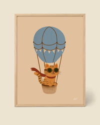 Poster Katze im blauen Ballon