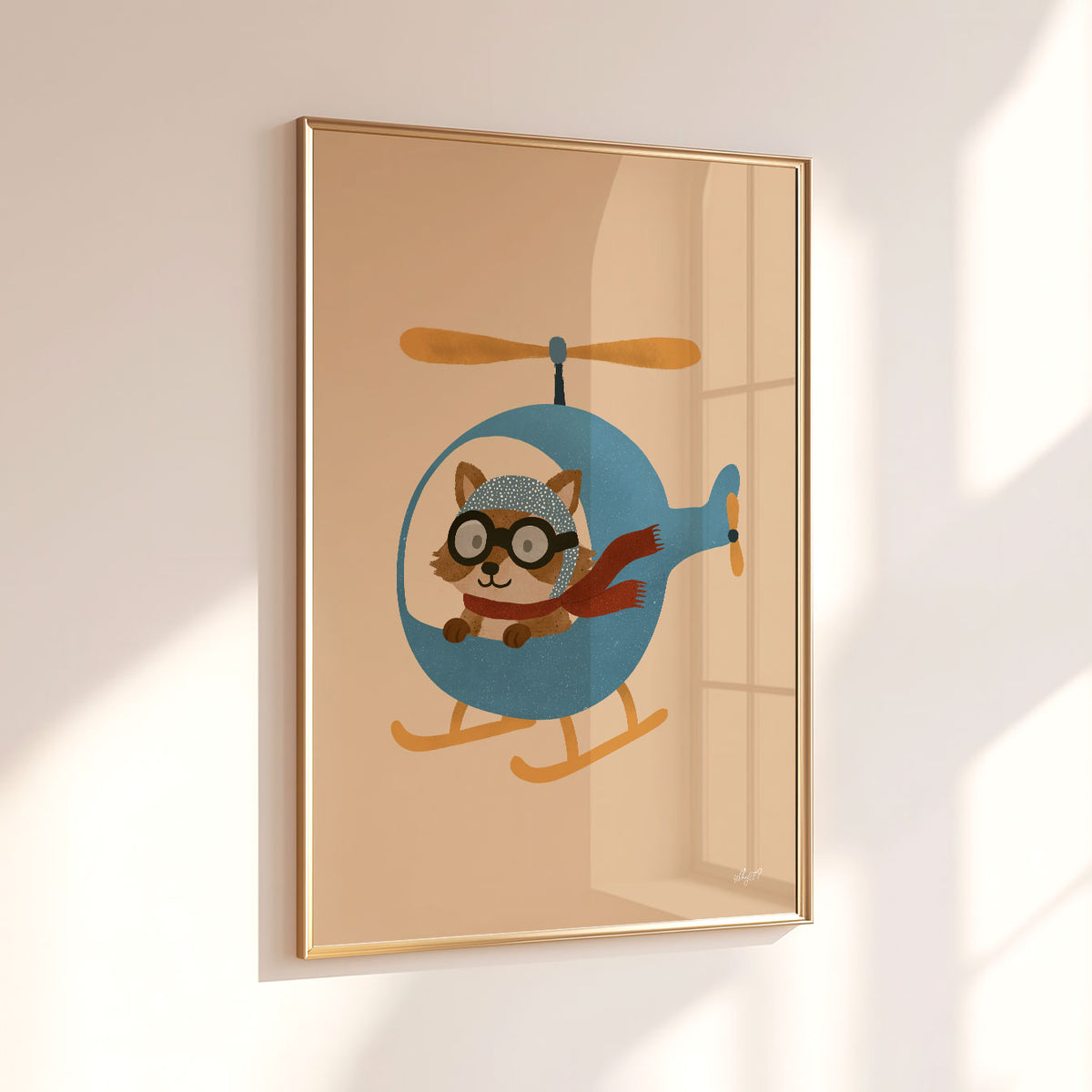 Racoon Helicopter Poster