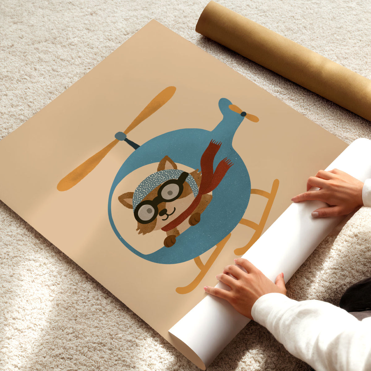 Racoon Helicopter Poster