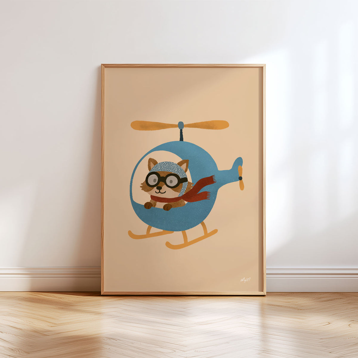 Racoon Helicopter Poster
