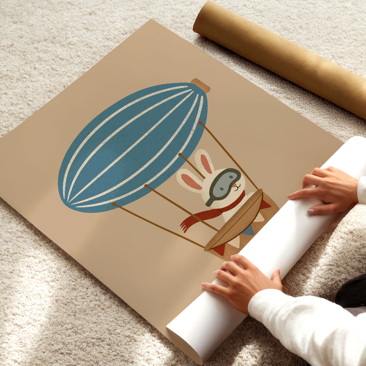 Rabbit Balloon Poster