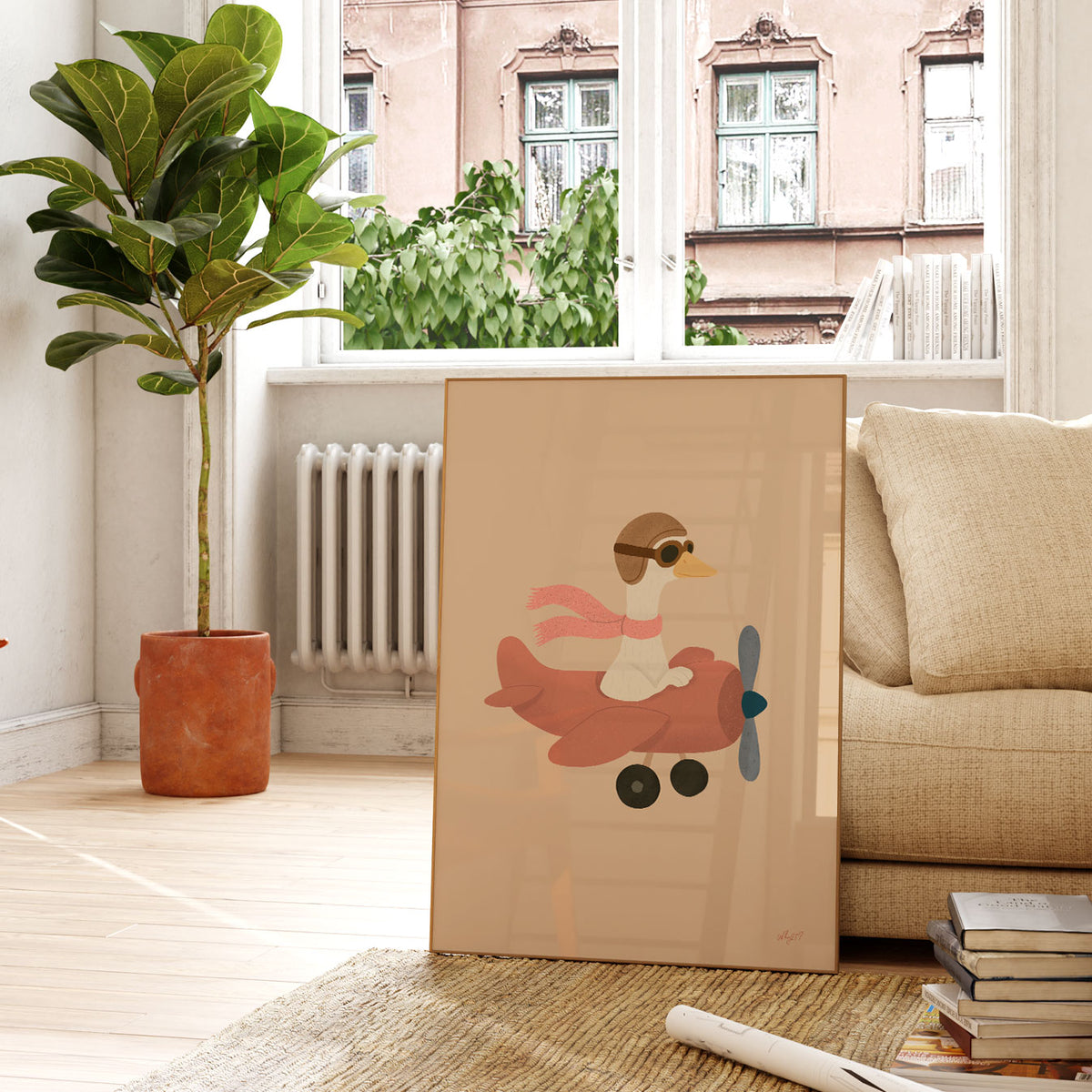 Goose Plane Pink Poster