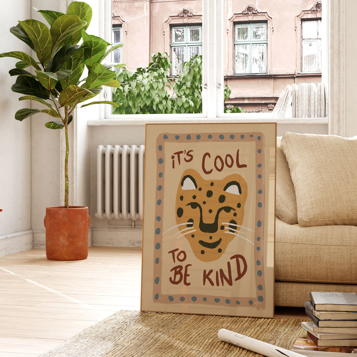 Cool To Be Kind Leopard Blue Poster