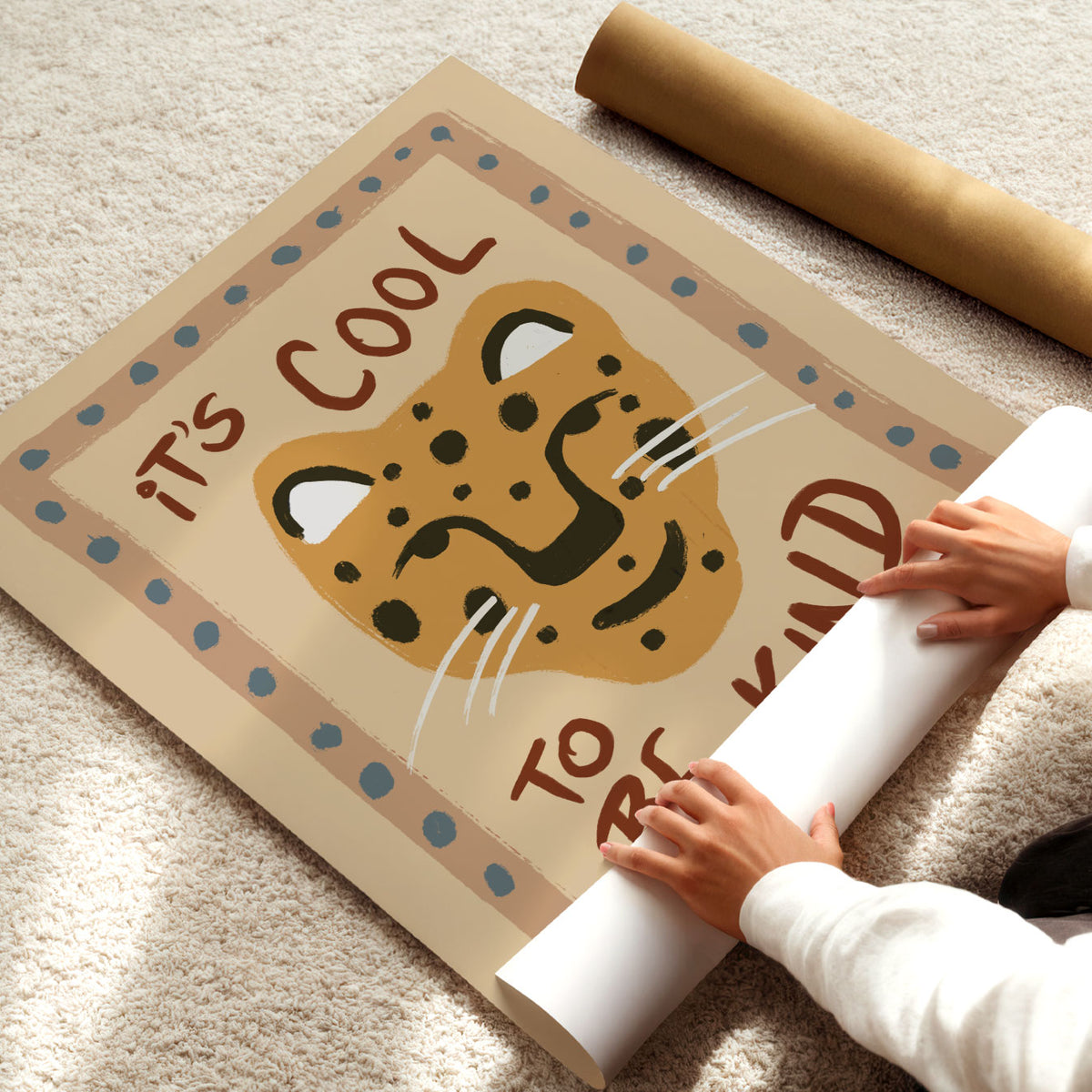 Cool To Be Kind Leopard Blue Poster