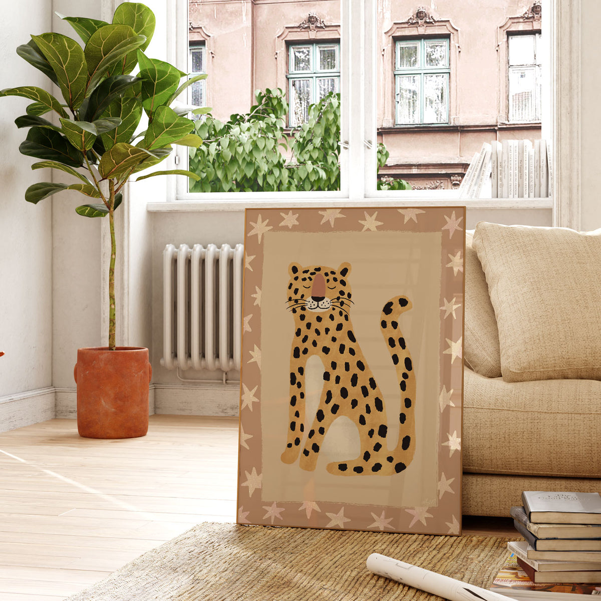 Wild Star Leopard Blue Poster