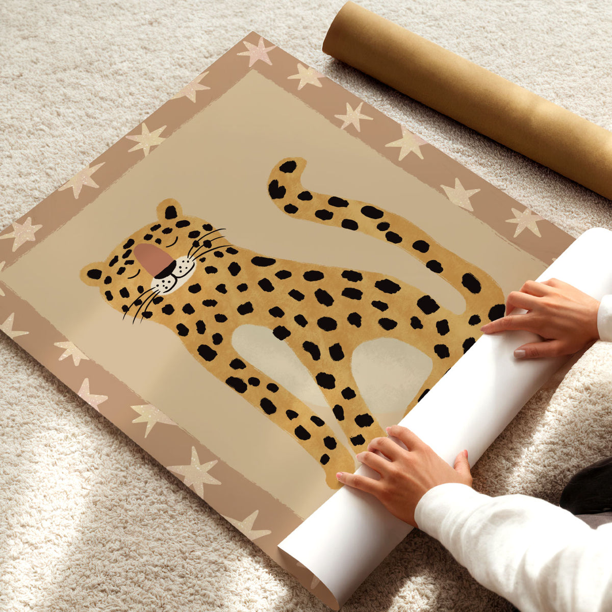 Wild Star Leopard Blue Poster