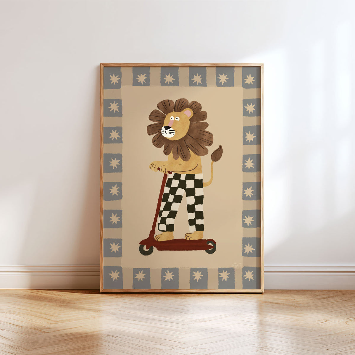 Scooter King Lion Blue Poster