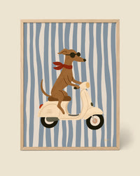 Cool Dog on Scooter Poster