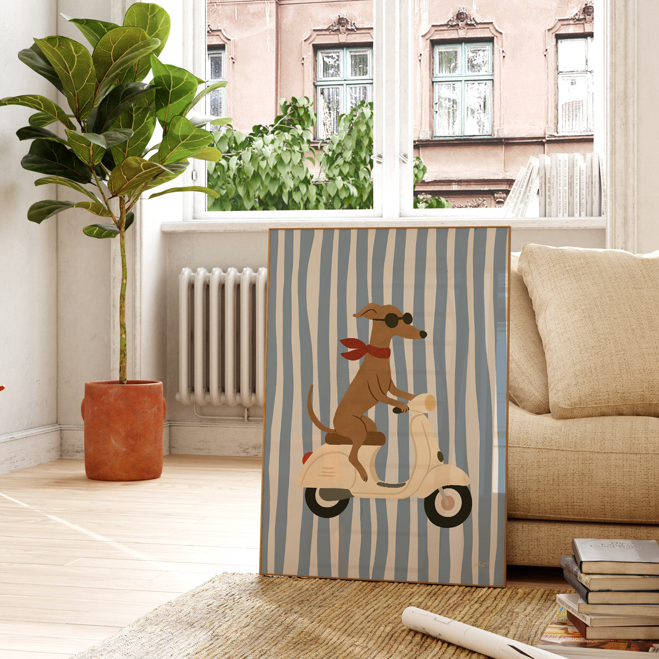 Cool Dog on Scooter Poster