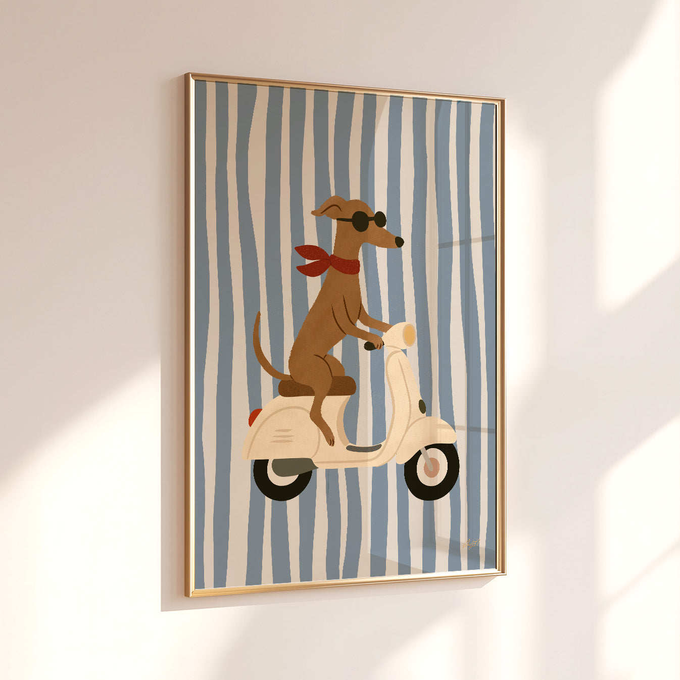Cool Dog on Scooter Poster