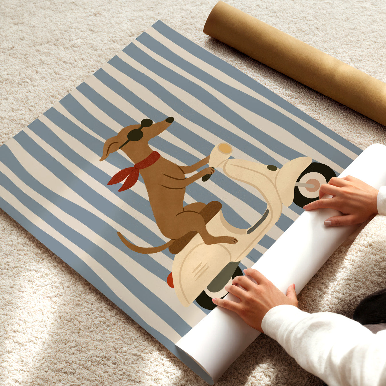 Cool Dog on Scooter Poster