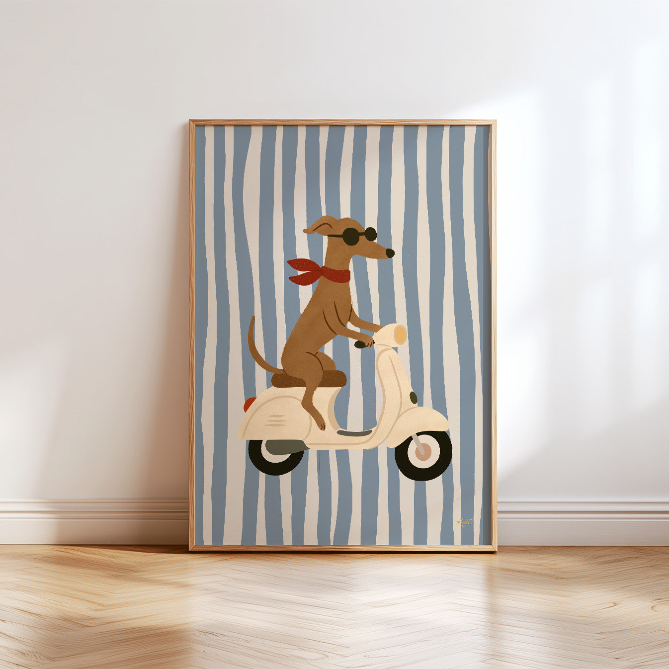 Cool Dog on Scooter Poster