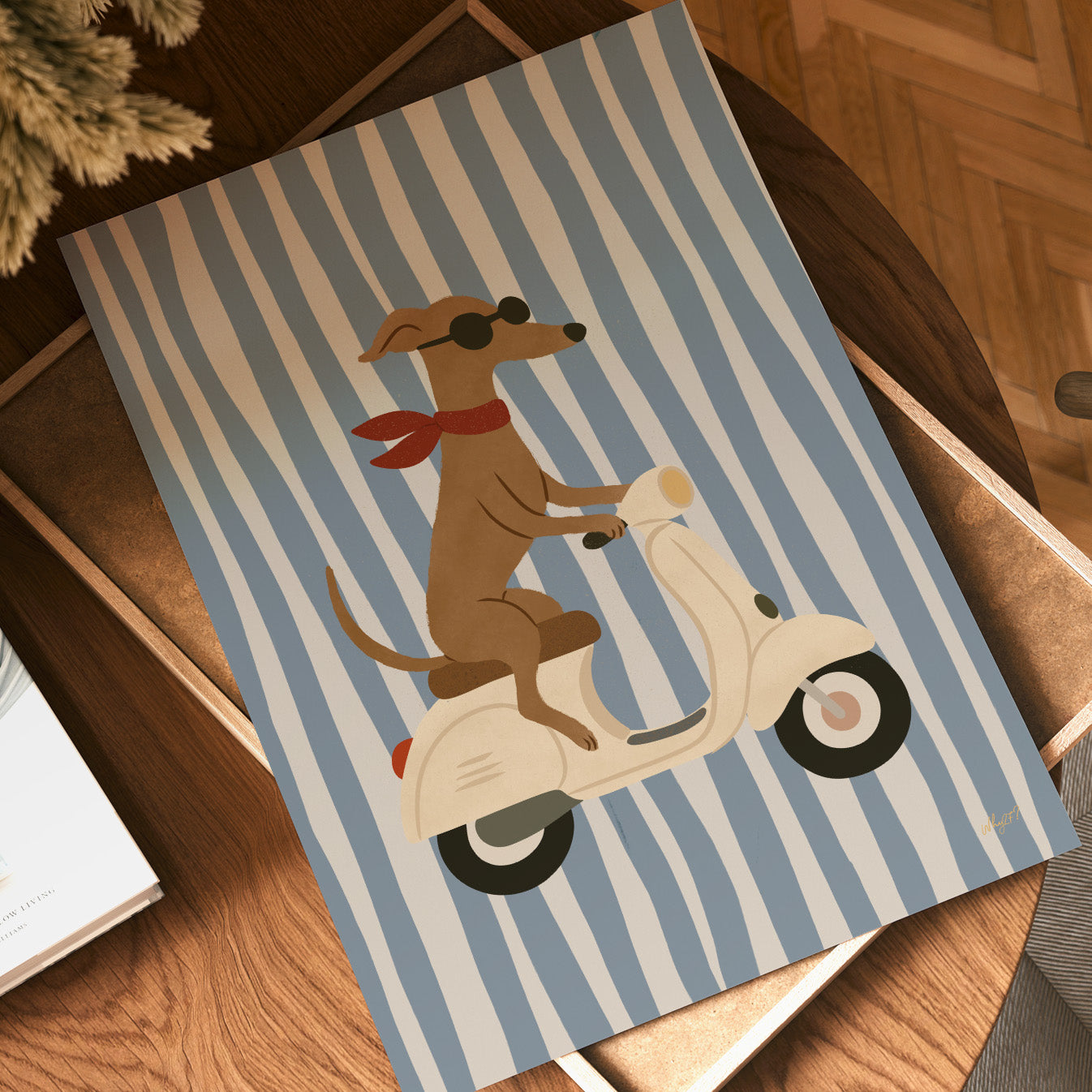 Cooler Hund auf Motorroller Poster