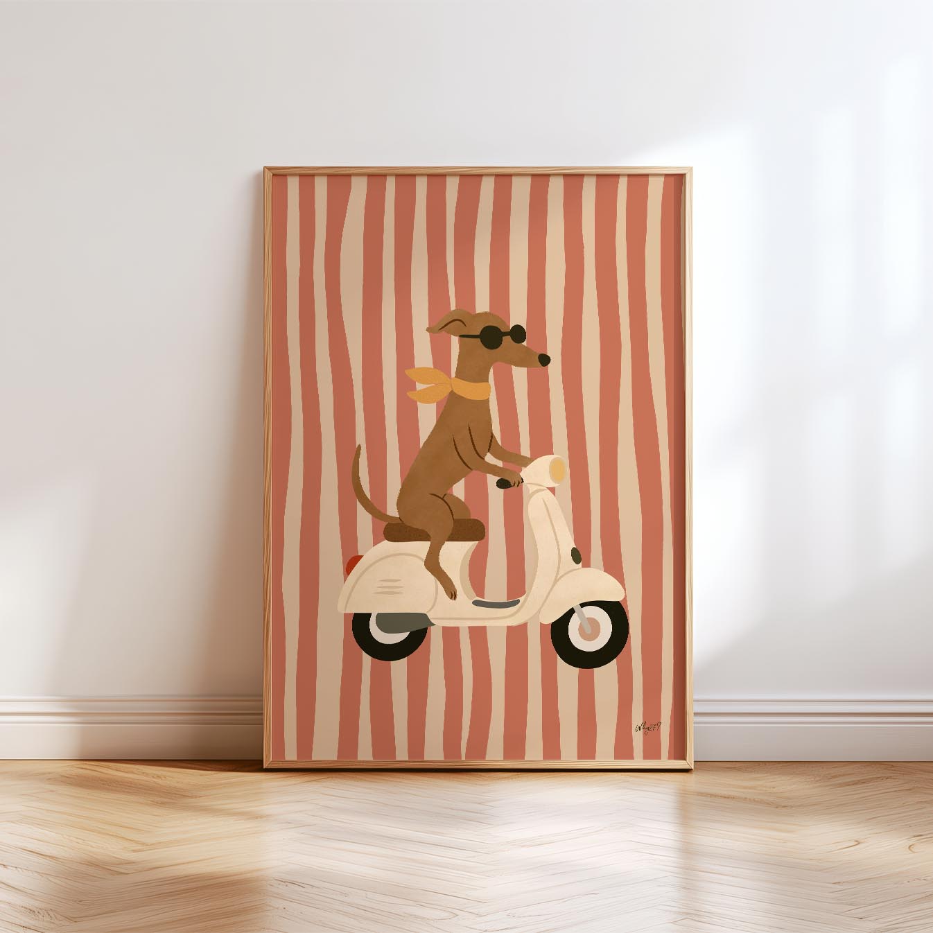 Vintage Scooter Dog Poster
