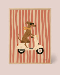 Vintage Scooter Dog Poster