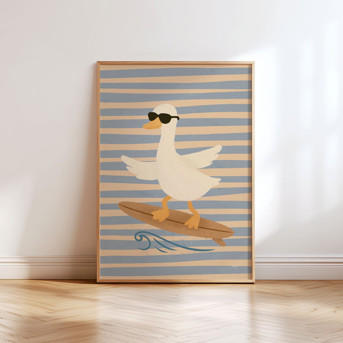 Surfer Goose Stripes Poster