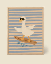 Poster Surfende Gans mit Streifen
