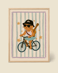 Poster Coole Katze auf dem Fahrrad