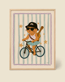 Affiche Chat Cool à Vélo