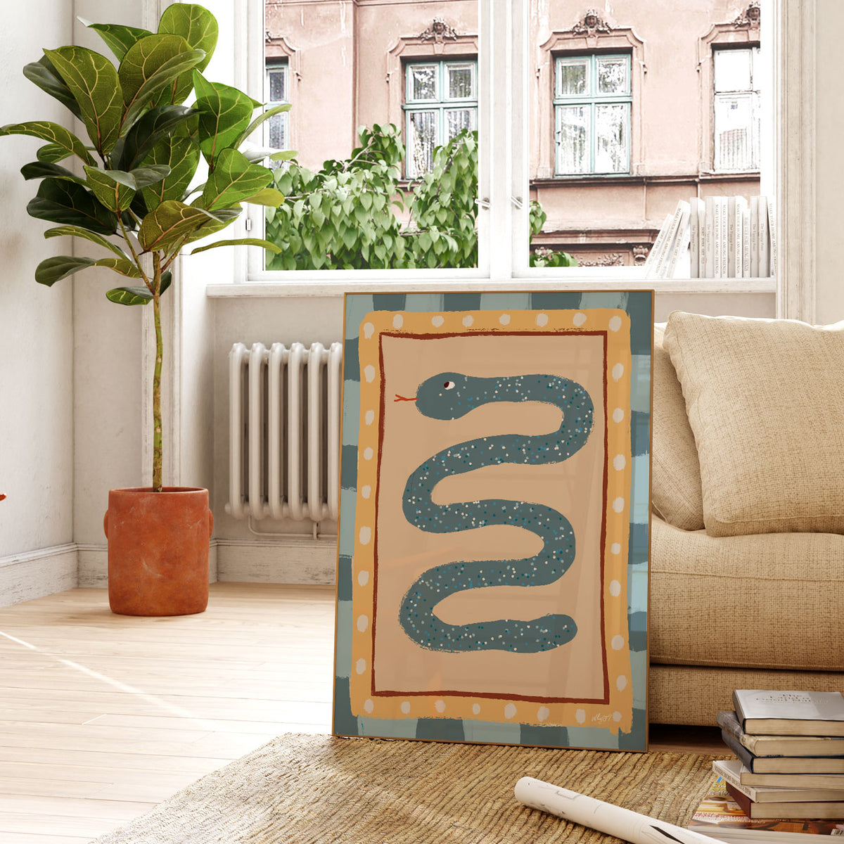 Blue Snake Framed Poster