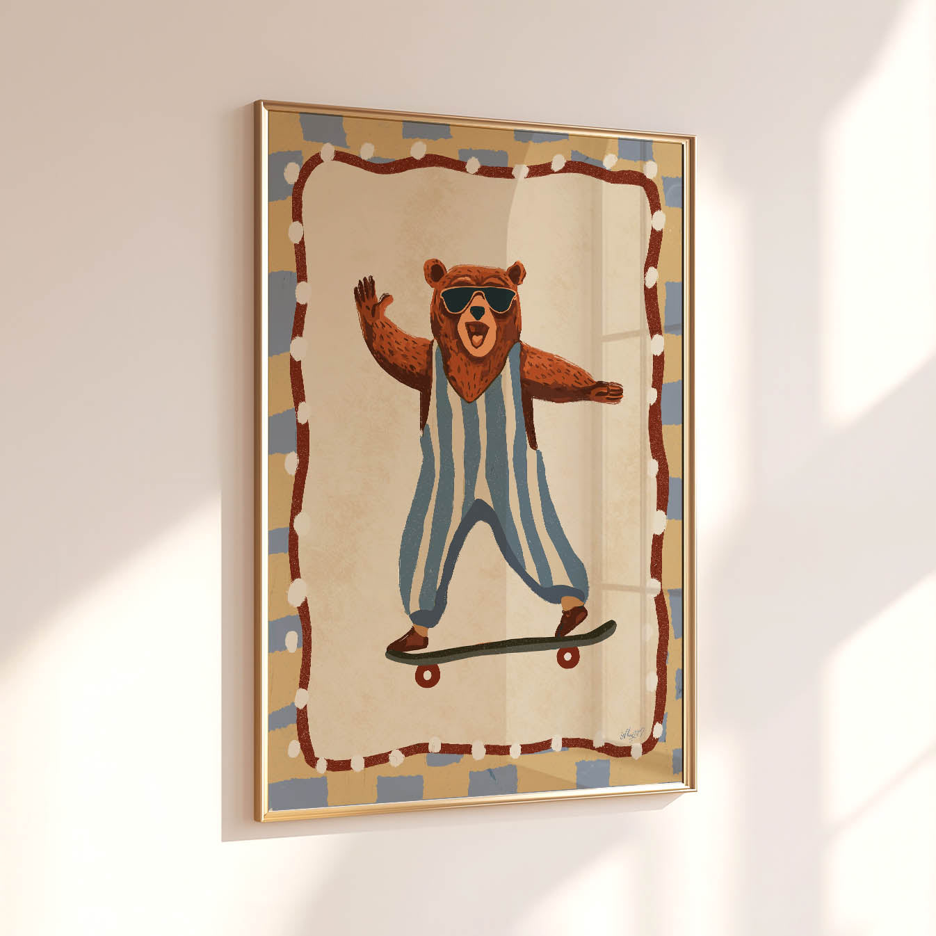 Happy Skater Bear Poster