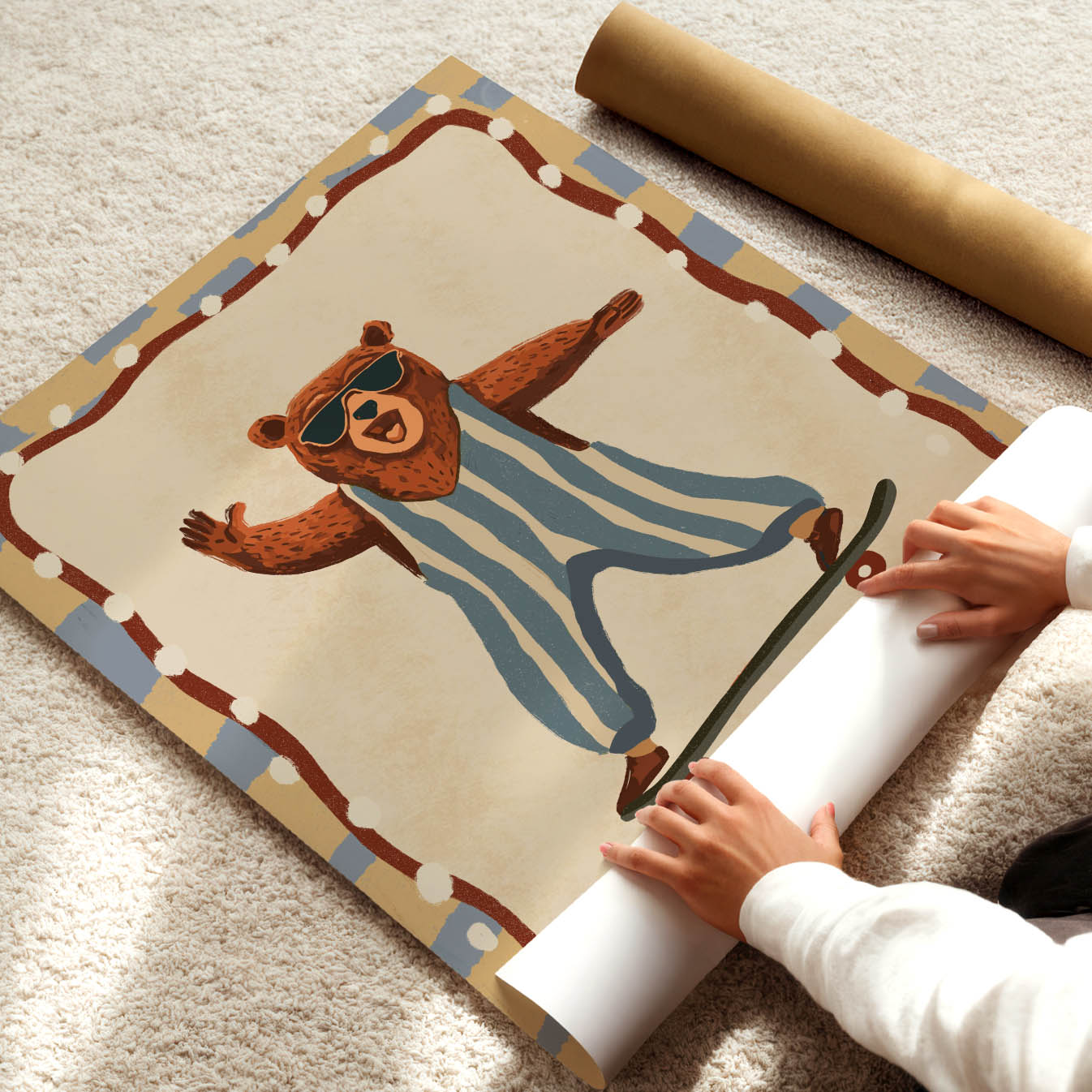 Happy Skater Bear Poster