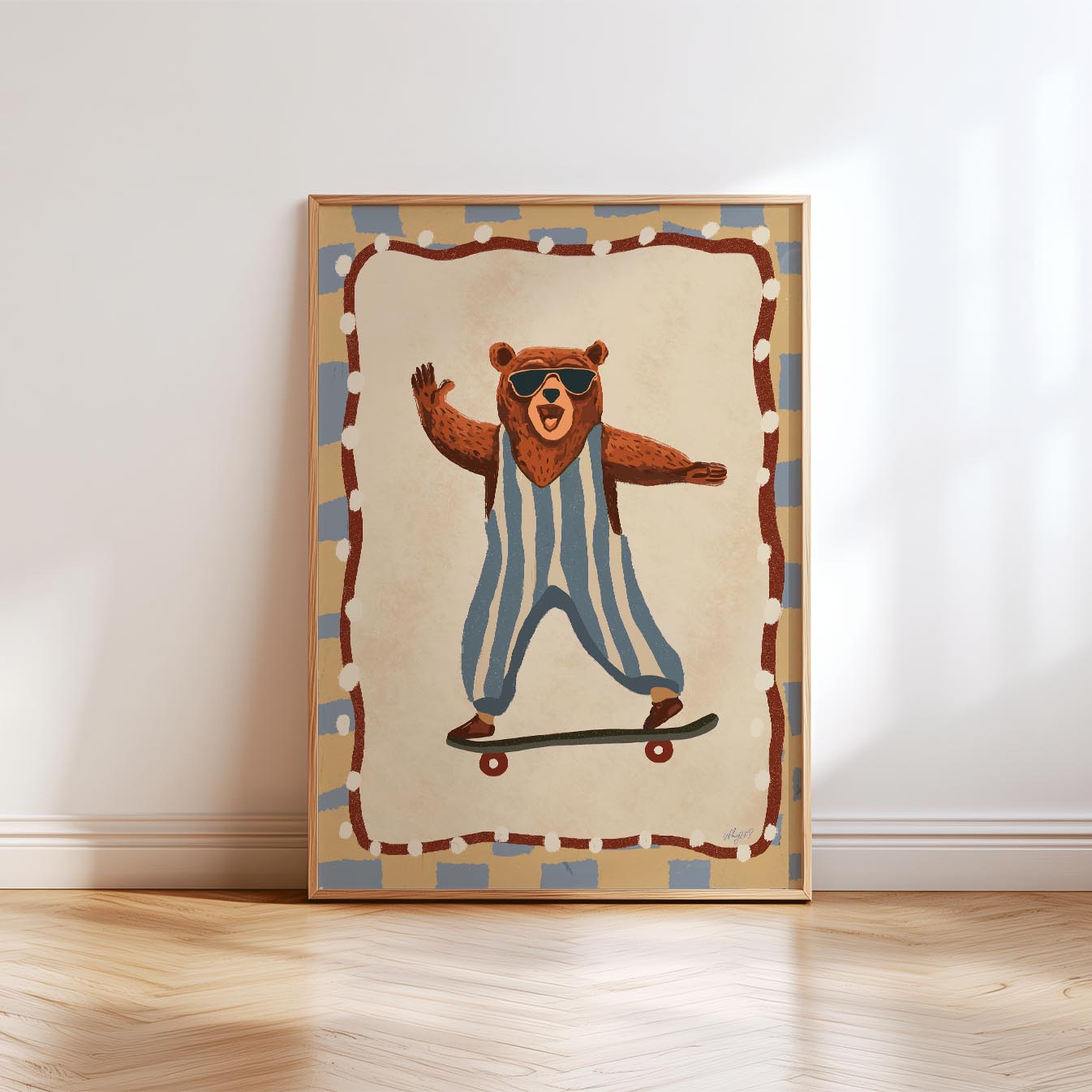 Happy Skater Bear Poster