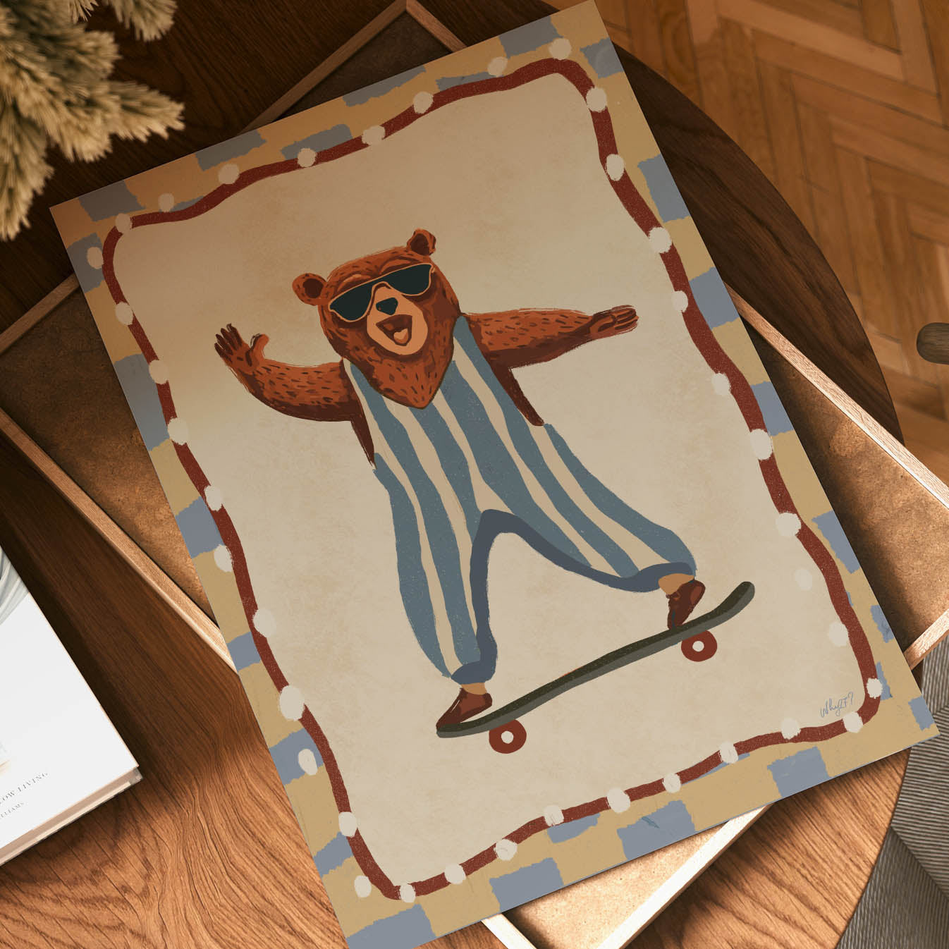 Fröhlicher Skaterbär Poster