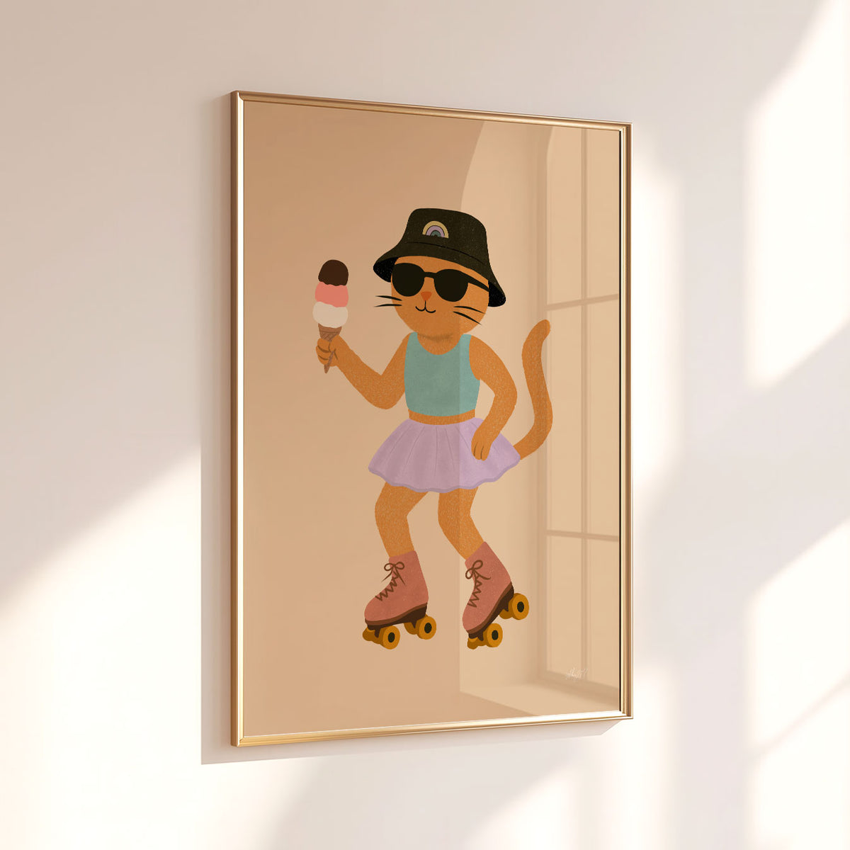 Kitty On Roller Skates Poster