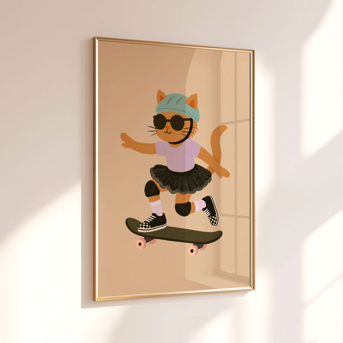 Skater Kitty Stars Poster