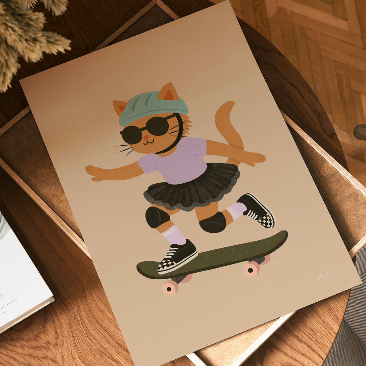Skater Kitty Stars Poster