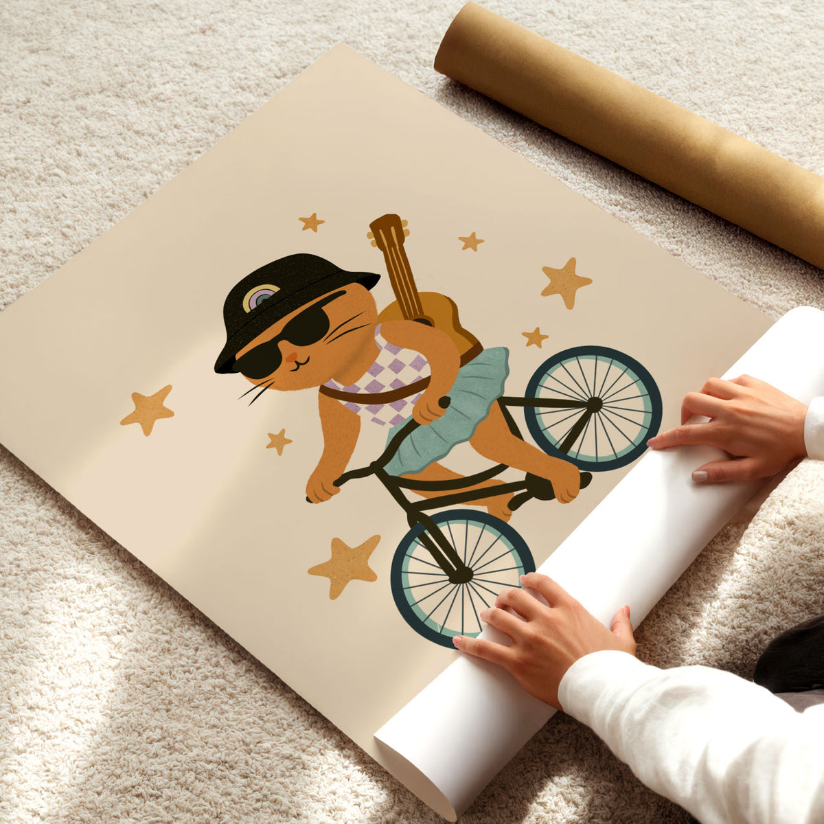 Kitty On A Bike Poster