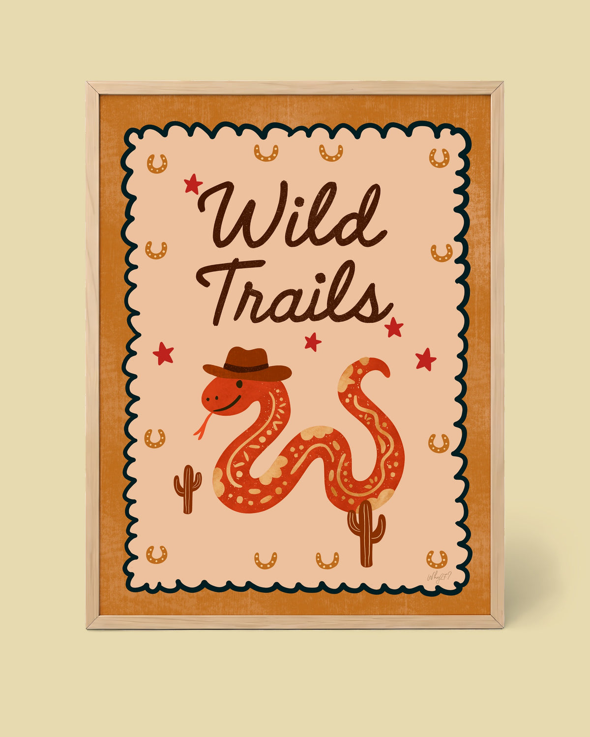 Wild Trails Poster framed in a natural wood frame