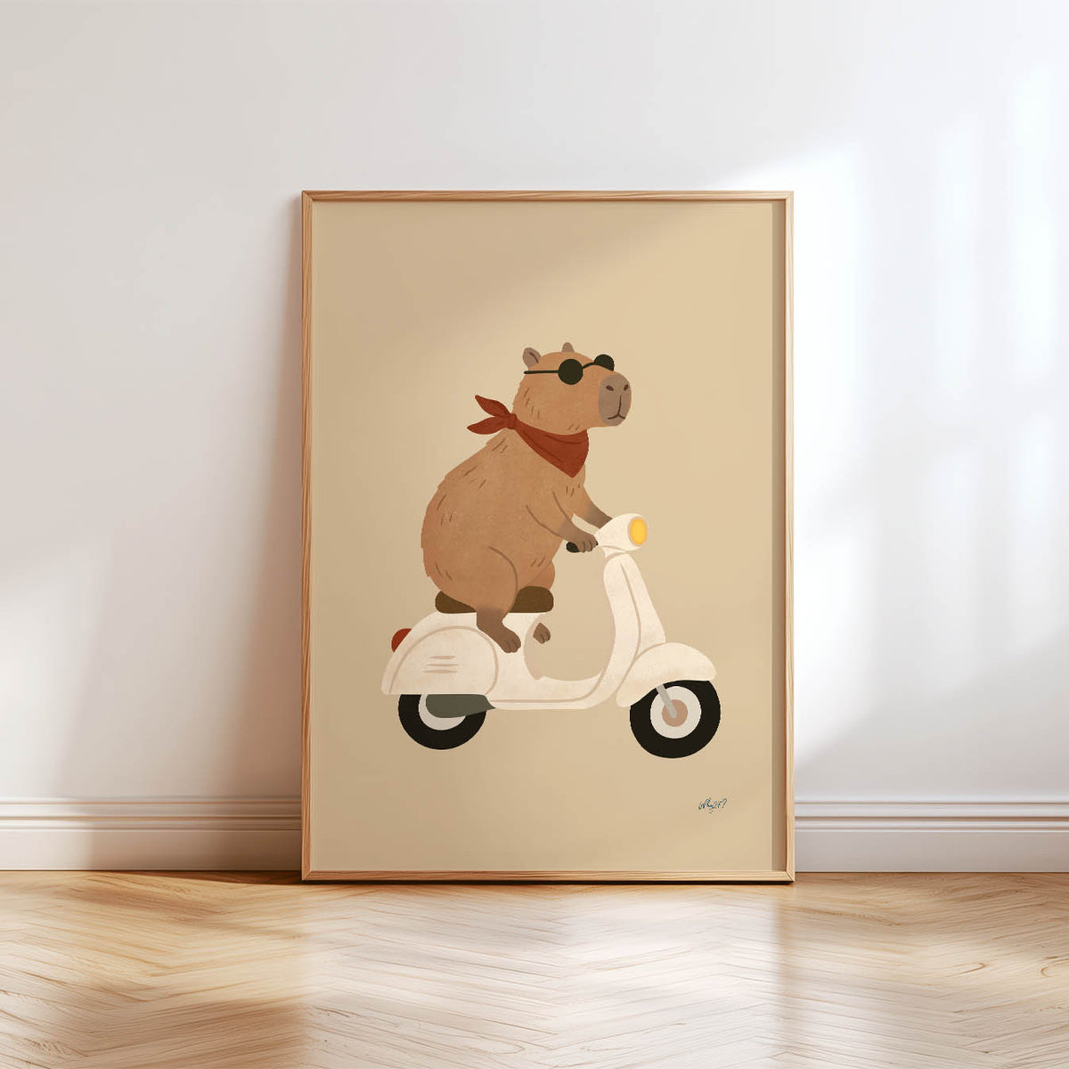 Capybara auf Rollertour – Poster