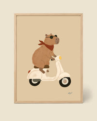 Poster Capybara à Trottinette