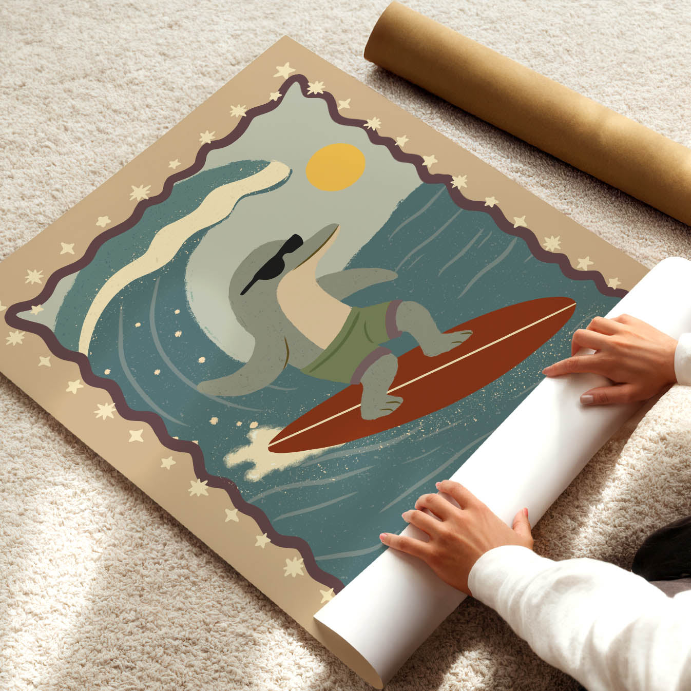 Wave Rider Dolphin Poster