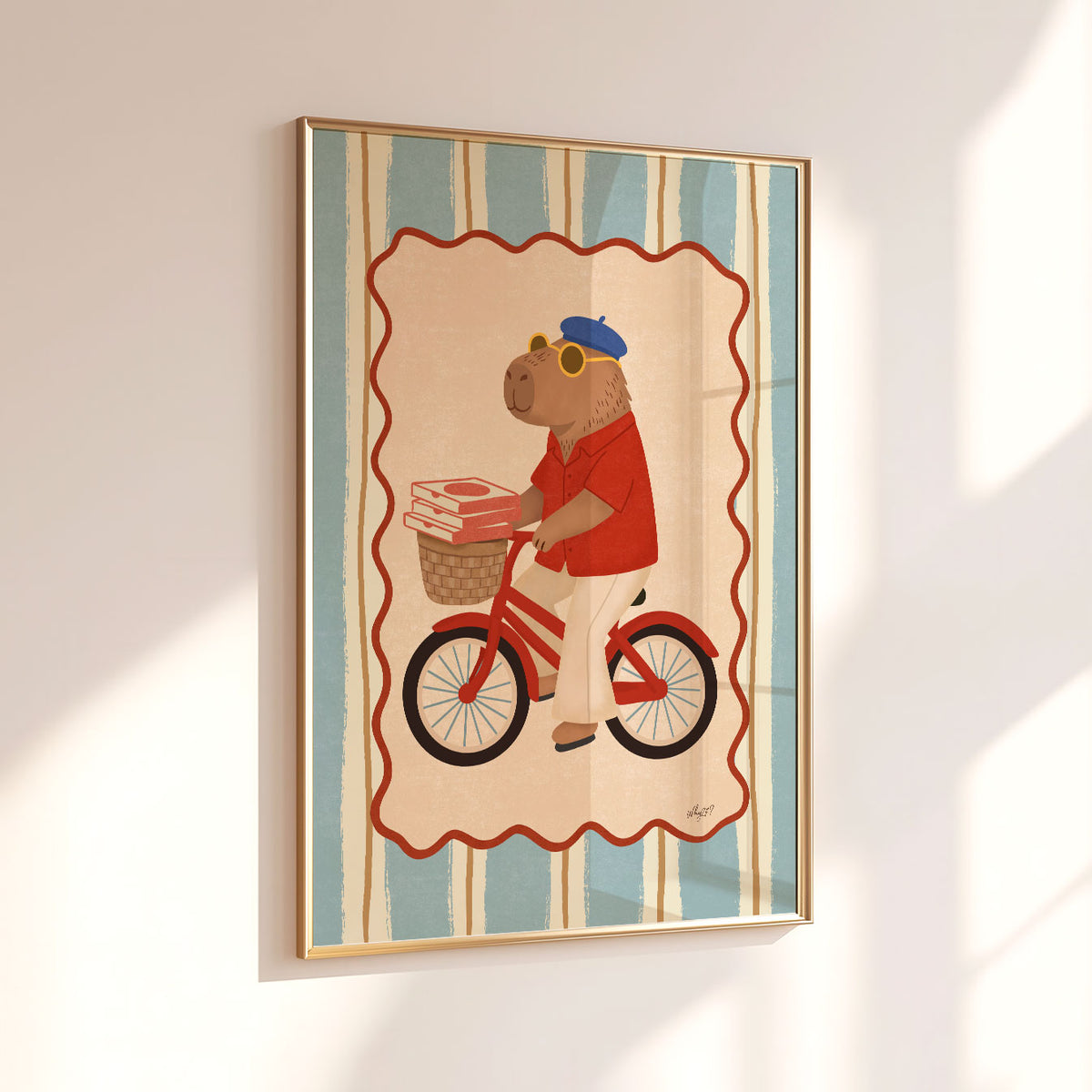 Capybara Pizza Bike Poster