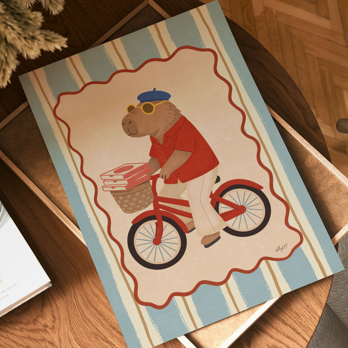 Capybara Pizza Bike Poster