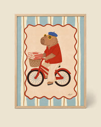 Lámina Capibara en Bici de Pizza
