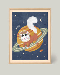 Póster Gato en Saturno